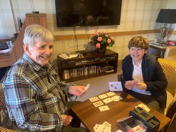 Residents at Knebworth sharing their long lost hobbies with primary school children.