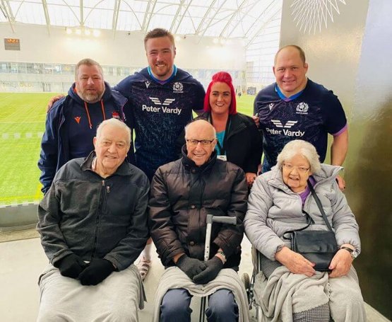 Rugby fan Derek watches the Scottish national team train for the Six Nations tournament.