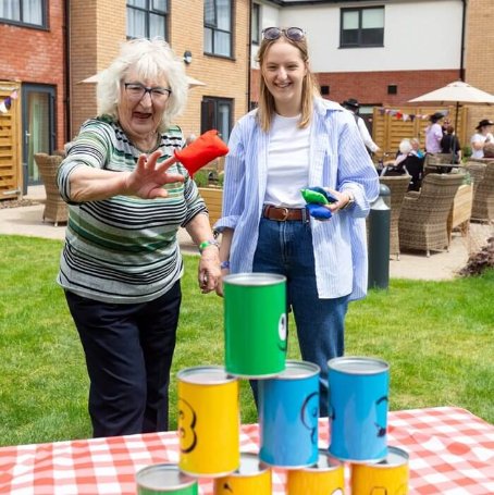 The team and residents at Oxbow Manor enjoying the festival fun