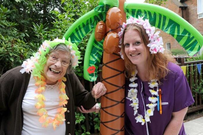 The team and residents at Greenview Hall enjoying the festival fun