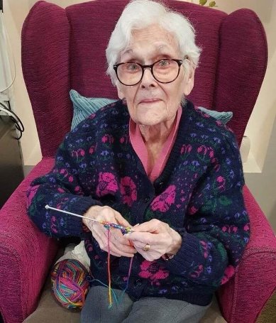 Residents at Parker Meadows have been teaching team members to knit blankets and scarves.