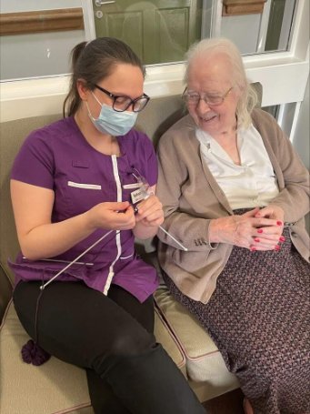 At Sandfields, residents have been sharing their best knitting tips and tricks with members of the team.